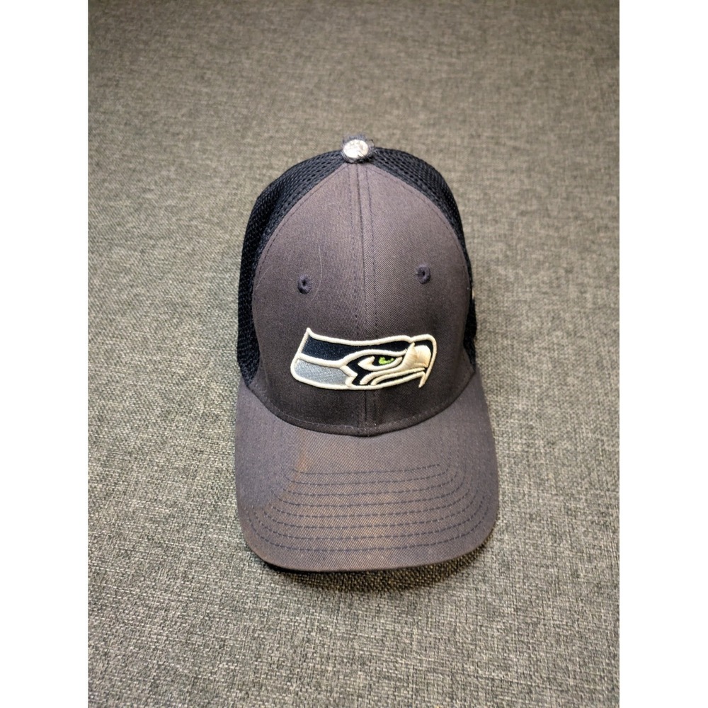 Seattle Seahawks Cap New Era 39Thirty Stretch Small - Medium Gray Mesh Hat NFL